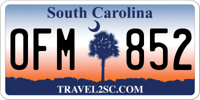 SC license plate OFM852