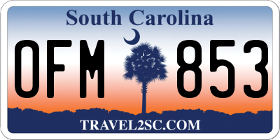 SC license plate OFM853