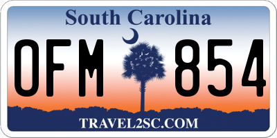 SC license plate OFM854
