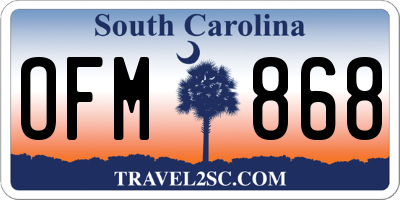 SC license plate OFM868