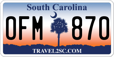 SC license plate OFM870