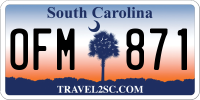 SC license plate OFM871