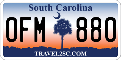 SC license plate OFM880