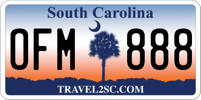 SC license plate OFM888