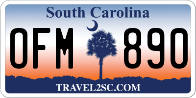 SC license plate OFM890