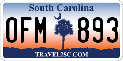 SC license plate OFM893