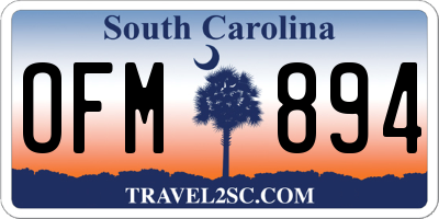 SC license plate OFM894