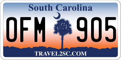 SC license plate OFM905