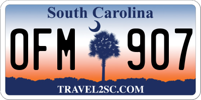 SC license plate OFM907