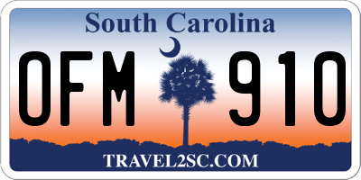 SC license plate OFM910