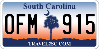 SC license plate OFM915