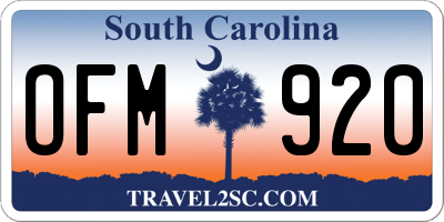 SC license plate OFM920