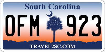SC license plate OFM923
