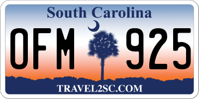 SC license plate OFM925