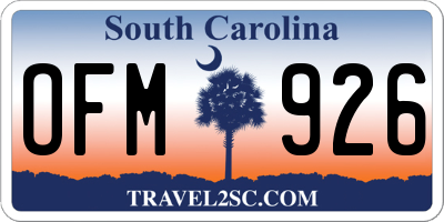 SC license plate OFM926