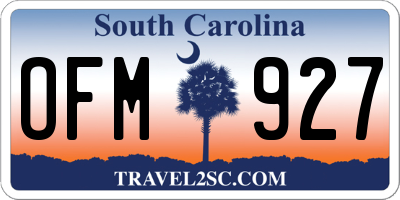 SC license plate OFM927