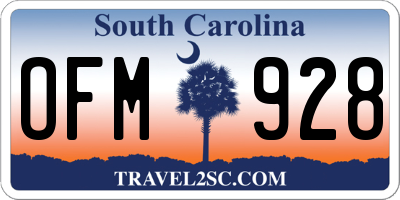 SC license plate OFM928