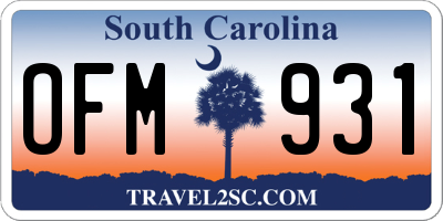 SC license plate OFM931