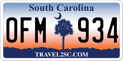 SC license plate OFM934