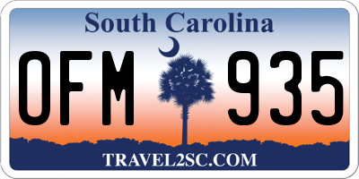 SC license plate OFM935