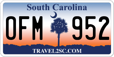 SC license plate OFM952