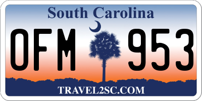 SC license plate OFM953