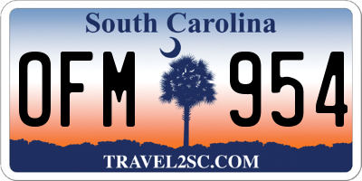 SC license plate OFM954