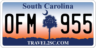 SC license plate OFM955