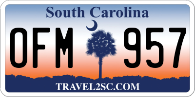 SC license plate OFM957