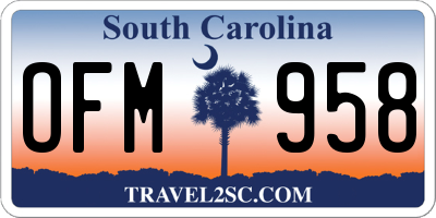 SC license plate OFM958