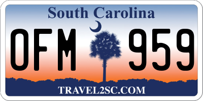 SC license plate OFM959