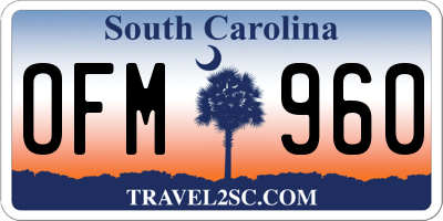 SC license plate OFM960