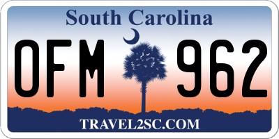 SC license plate OFM962