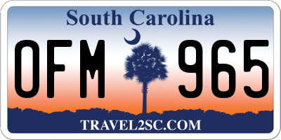 SC license plate OFM965