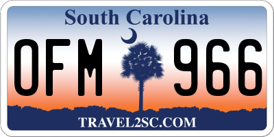 SC license plate OFM966