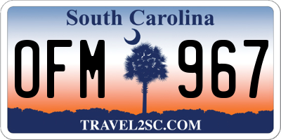 SC license plate OFM967