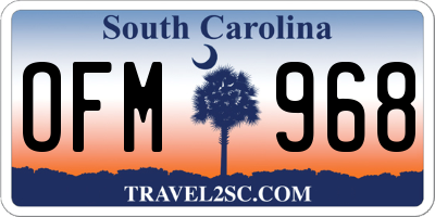SC license plate OFM968