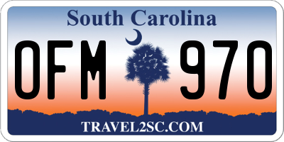 SC license plate OFM970