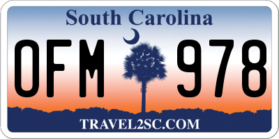SC license plate OFM978