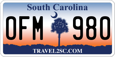 SC license plate OFM980