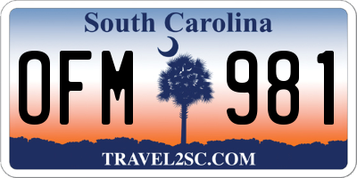 SC license plate OFM981