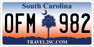 SC license plate OFM982