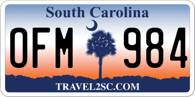 SC license plate OFM984