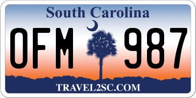 SC license plate OFM987