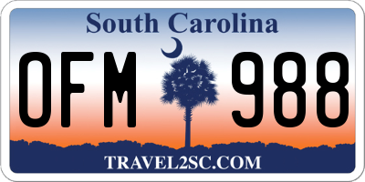 SC license plate OFM988