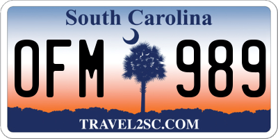 SC license plate OFM989
