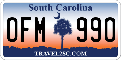 SC license plate OFM990