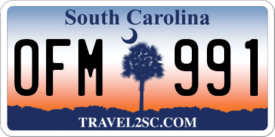 SC license plate OFM991