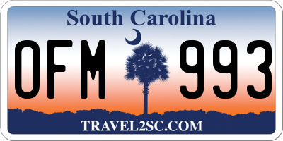 SC license plate OFM993