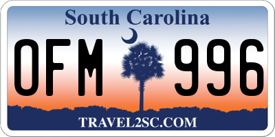 SC license plate OFM996